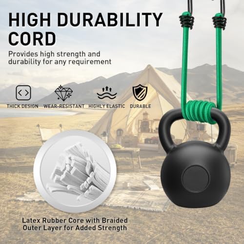 ELEAD 33 Piece Premium Bungee Cords Assortment Jar, Includes 10", 18", 24", 32", 40" Bungee Cord with Hooks, 6" Nylon Cable Ties, 8" Canopy Tarp Ball Ties and Tarp Clips - Image 5