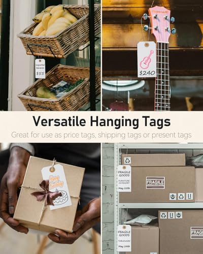 Uniclife 100 Pcs Manila Tags White Blank Shipping Tags with Wire Attached 4.7 Inch Paper Hang Tag with Reinforced Eyelet Large Marking Writable Price Label Tag, 4.7" x 2 3/8" - Image 7
