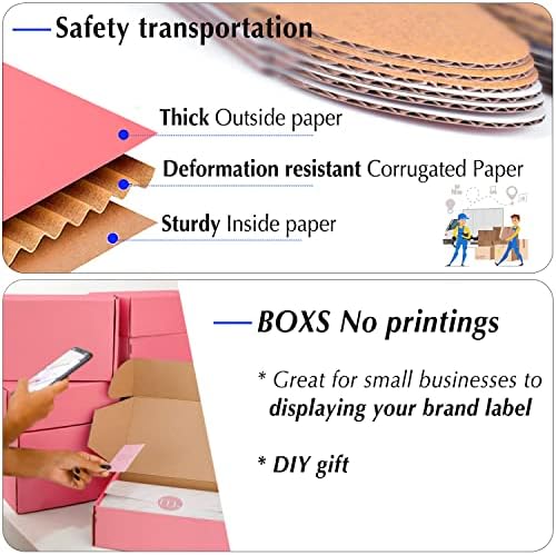 Pink Cardboard Corrugated Boxes - 9x6x4, 30 Pack - Shipping & Mailing Boxes - Image 3
