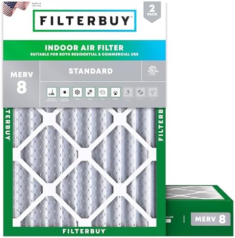 Filterbuy 12x16x4 Air Filter MERV 8 Dust & Allergy Defense (2-Pack) by Filterbuy