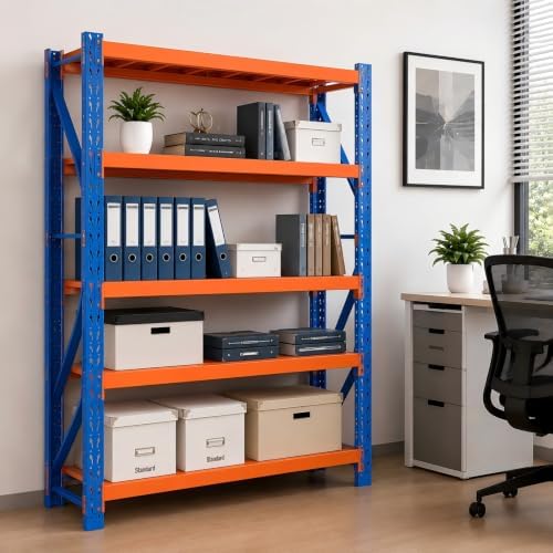 Heavy Duty Warehouse Shelving 4-Tier Industrial Steel Storage Shelves, 2600LB Capacity Per Shelf, Adjustable Shelves for Garage/Factory/Commercial Use (Blue and Orange, W60*D23.7*H79) - Image 3