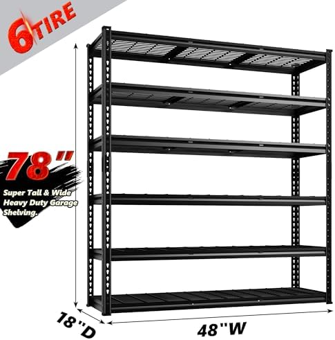 REIBII 6 Tier Adjustable Heavy Duty Metal Shelving for Garage Warehouse - Image 2