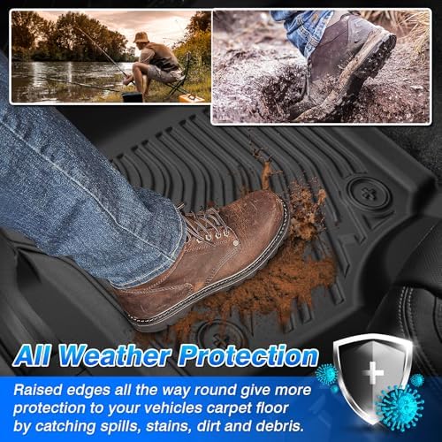 F250 Floor Mats - Car Mats for 2017-2026 Ford F250/F350/F450 Supercrew Cab, All Weather Floor Mat for F350 Accessories, Heavy Duty Rubber Mats, Car Accessories - Image 3