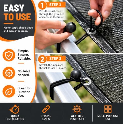 Ball Bungee 4 Inch Black Tie Down Cord 1 Inch Ball, 50-Piece - Image 6