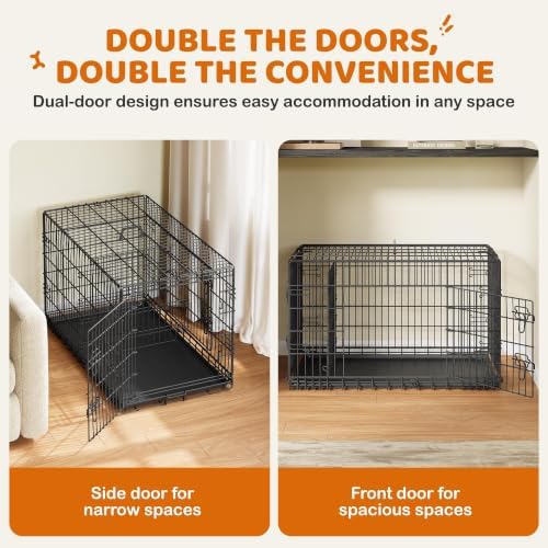 Yaheetech 42inch Double Door Dog Crate w/Divider, Collapsible Metal Kennel - Image 5