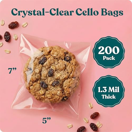 5x7 Self Sealing Cellophane Bags (200 Pack) - Clear Cookie Bags With Seal - Image 2