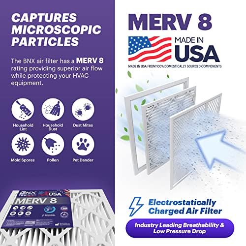 BNX TruFilter 16x20x1 Air Filter MERV 8 (4 Pack) - MADE IN USA – Dust & Pet Defense Electrostatic Pleated Air Conditioner HVAC AC Furnace Filters for Dust, Pet, Mold, Pollen MPR 600 – 700 & FPR 5 - Image 3