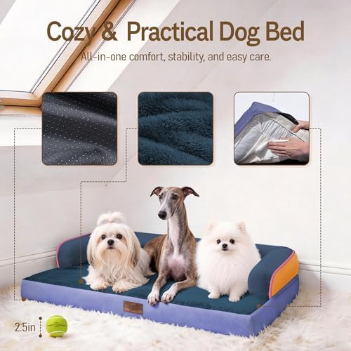 Comfort Expression Washable Dog Bed with Bolster for Medium to Large Dogs - Image 4