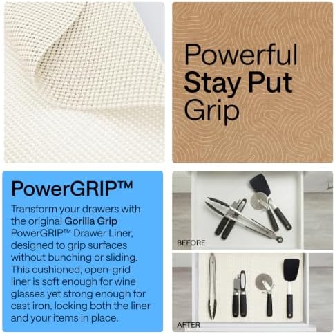 GORILLA GRIP powerGRIP Drawer Shelf and Cabinet Liner, 12"x30', Cream - Image 3