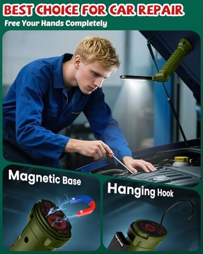 Coquimbo Tool Gifts for Men Him, Rechargeable LED Work Light, 2 Pack Green - Image 3