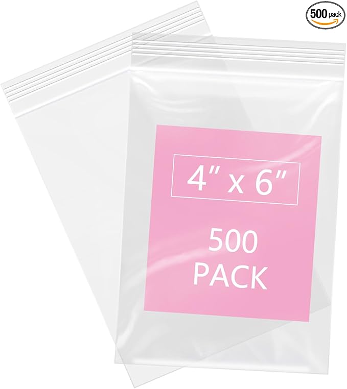 iMailer - 500 Pcs- 4" x 6" Clear Small Zip Bag - Reclosable Zip Plastic Poly by iMailer