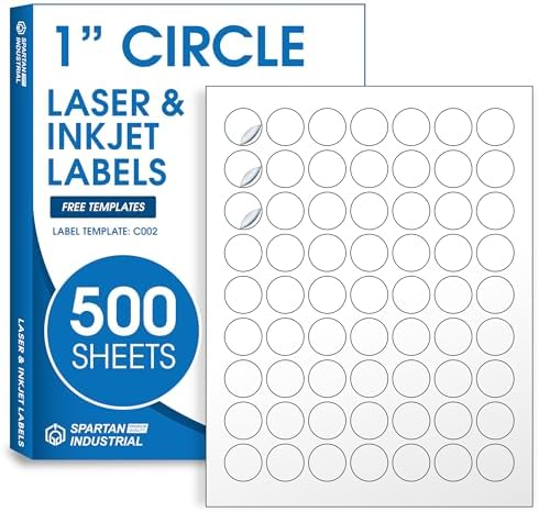 1" Sticker Labels for Laser & Inkjet, Spartan Industrial Template C002 by SpartanIndustrial