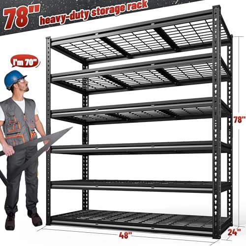 REIBII 6 Tier Heavy Duty Storage Shelving for Garage Basement Warehouse - Image 2