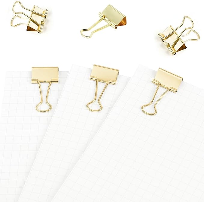 50 Pack Medium Gold Binder Clips 1 Inch, Colored Paper Clamps, Middle Size - Image 4