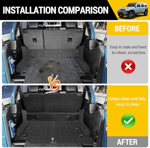 Cargo Mats for 2021-2026 Jeep Wrangler JL 4XE Trunk Mat with Backrest Liner All Weather TPE Protector Rear Back Seat Mats for 2021 2022 2023 2024 2025 2026 Wrangler JL 4XE 4 Door Accessories - Image 3