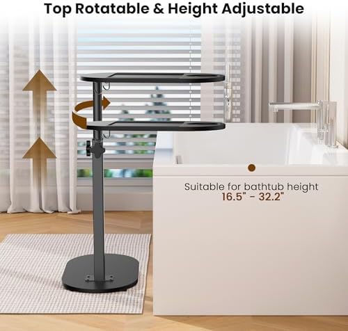 Bamboo Bathtub Table with Adjustable Height for Bathroom - Image 4
