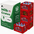 EconoHome Milk Crate - Stackable Storage Crate with Built-In Handles - Heavy Duty Plastic Material - Ventilated Organizer Bin for Garage, Pantry, Classroom, Office & Moving - Red, 13x13x11, 5-Pack by EconoHome