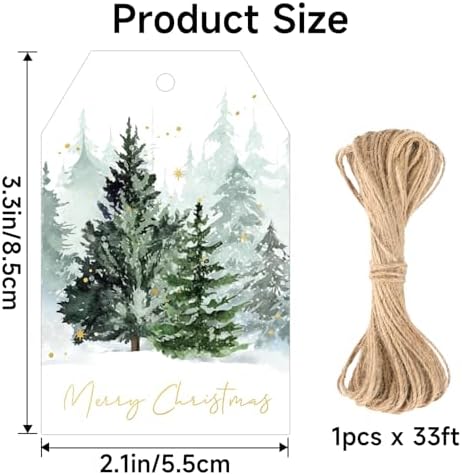 joycraft 50Pcs Christmas Gift Tags, 6 Styles Green Christmas Tree Tags - Image 2