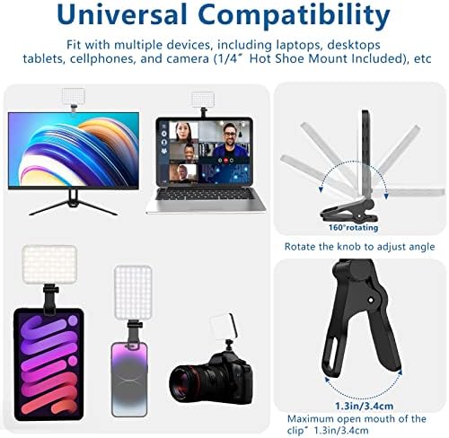 ALTSON 60 LED Portable Selfie Light Video Conference Lighting with Clip & Camera Tripod Adapter Rechargeable 2200mAh CRI 97+, 3 Light Modes for Phone iPhone Webcam Laptop Photo Makeup - Image 2
