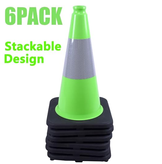 BESEA 6Pack 18" inch Traffic Cones Green Safety Cones PVC Construction Cones - Image 7