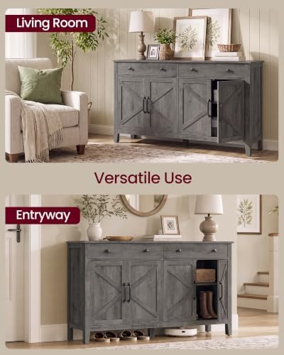 VASAGLE Farmhouse Buffet Cabinet, Coffee Bar with 2 Drawers - Image 6
