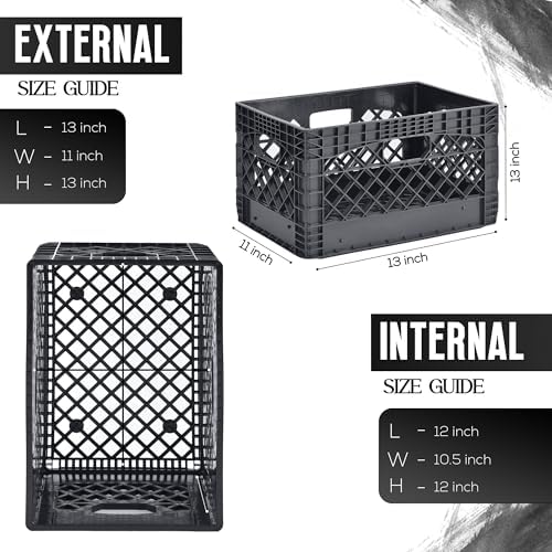 Juggernaut 6 Pack 24 Quart Storage Crate, Milk Crate Plastic Basket - Image 4