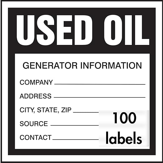 Accuform Signs MHZW34PSC Adhesive Coated Paper Hazardous Waste Label, Used Oil" by Accuform
