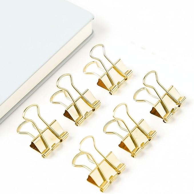 50 Pack Medium Gold Binder Clips 1 Inch, Colored Paper Clamps, Middle Size - Image 5