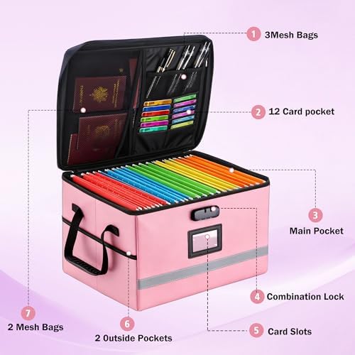 EXLIFBAG Fireproof File Organizer with Lock, 1 Layer - Image 2
