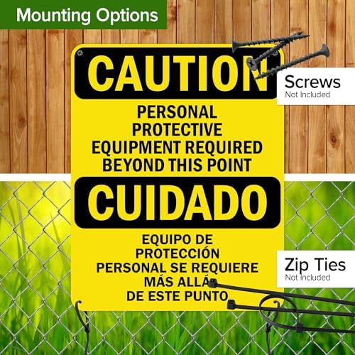 Caution Personal Protective Equipment Required Beyond This Point Bilingual Osha Sign, 24x30 Inches, 55 mil thick HDPS (high density polystyrene), Made in USA by My Sign Center - Image 5