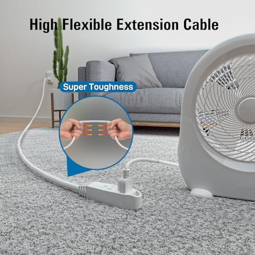 K KASONIC 25 FT 3 Outlet Extension Cord, 16/3 SJTW Grounded Cord, White - Image 5
