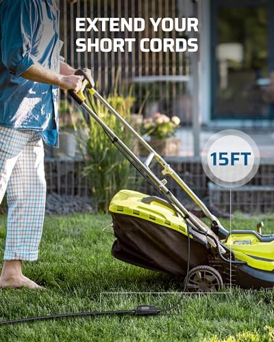 DEWENWILS 2Pack 15FT 15A Outdoor Extension Cord 14/3 SJTW Black, ETL Listed - Image 3