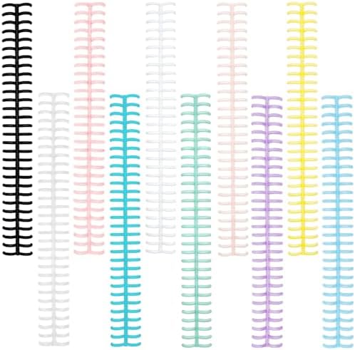 10 PCS Comb Binding Spines,30 Rings Click Plastic Spiral Binding Coils,Easy to Adding Pages for Binding Letter Size,A4,DIY Notebook for Student, 3/7inch Diameter,Multi-Color, Binds Up to 80 Sheets by Unknown
