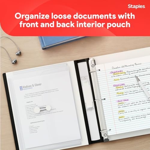 Staples Heavy-Duty 1-Inch D-Ring View Binder, White, 275 Sheets - Image 5