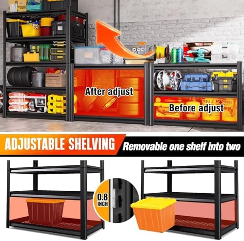 4-Pack Storage Shelves,Adjustable Shelving Unit,5T Metal Garage Shelving ,Heavy Duty Garage Storage Shelves, Quick-Install Wire Shelving Unit Utility Rack Shelf for Warehouse, 78’H*45.6''W*19.7’D - Image 4