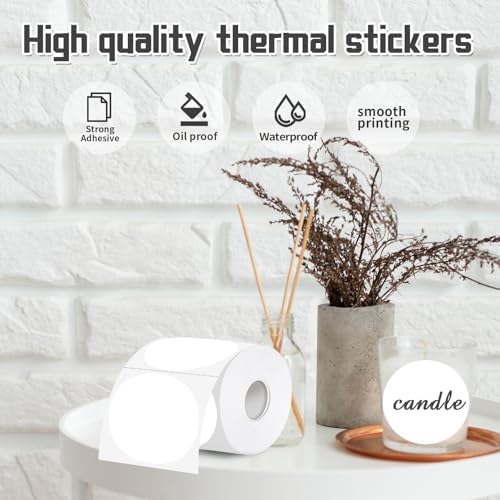 3 Inch Thermal Label,White Round Thermal Printer Label,Waterproof Thermal Stickers for DIY Logo Design,Name Tag,Thanks Card 300 Labels/Roll (White) - Image 4