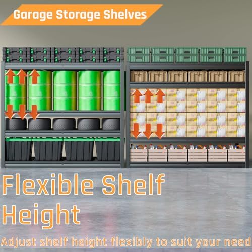 5 Tier Storage Shelves, 65" W Garage Shelving Heavy Duty Metal Adjustable Garage Shelves, Shelving Units Industrial Shelving for Warehouse, 65" W x 20" D x 84" H,Black - Image 4