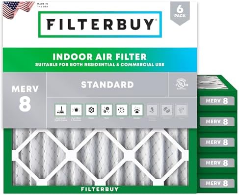 Filterbuy 29x29x2 Air Filter MERV 8 Dust & Allergy Defense (6-Pack) by Filterbuy