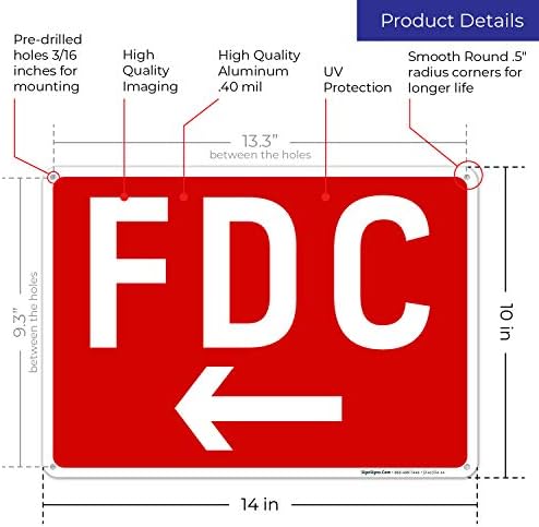 FDC Left Arrow Sign, Red Background, - Image 3