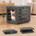 28" L Travel Dog Crate -Collapsible Dog Crate for Medium/Small Dogs, No Tools Required with Space Saving Design,Portable Foldable Dog Carrier with 2 Smooth Wheels,Handles for Easy Moving,Dark Grey by GardnerPet