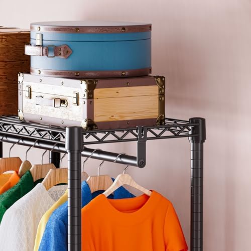 IZEUK Heavy Duty Garment Rack Wire Clothes Rack for Hanging Clothes (Black, 3 composition, 15.7" D x 43.3" W x 76.5" H) - Image 6