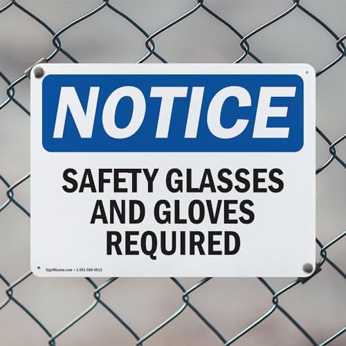 (2 Pack) Safety Glasses And Gloves Required OSHA Notice Sign 18 Inch X 12 Inch Indoor/Outdoor Rust-Free Aluminum Metal Signs for Workplace, Workshop, and Construction Site, Made in the USA - Image 5
