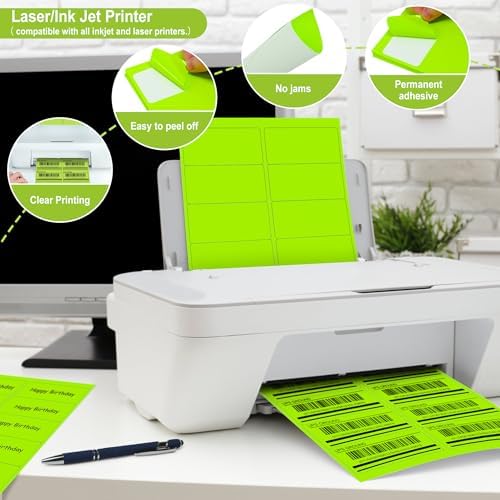L Liked 2" x 4" Neon Fluorescent Green Labels 300 Labels 30 Sheets - Image 5