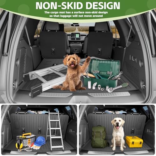 Cargo Liners for 2022-2025 Chevy Chevrolet Tahoe/GMC Yukon Trunk Mat with 3rd Row Seat Back Cover Accessories, All Weather Rear Cargo Mat Backrest Protector(Not for Yukon XL) - Image 4