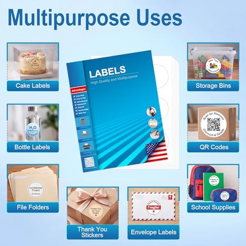 Circle Labels,2.5" Diameter High Visibility Round Labels,Round Sticker Labels for Laser&Inkjet Printers,100 Sheets,900 Total Adhesive Labels for Candle&Jar Labels,Branding,Pony Packaging HB-C009 - Image 4