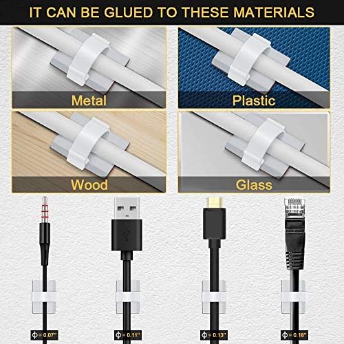 Cable Clips Self with 3M Adhesive Cord Organizer Hooks for Office Home Car - Image 4