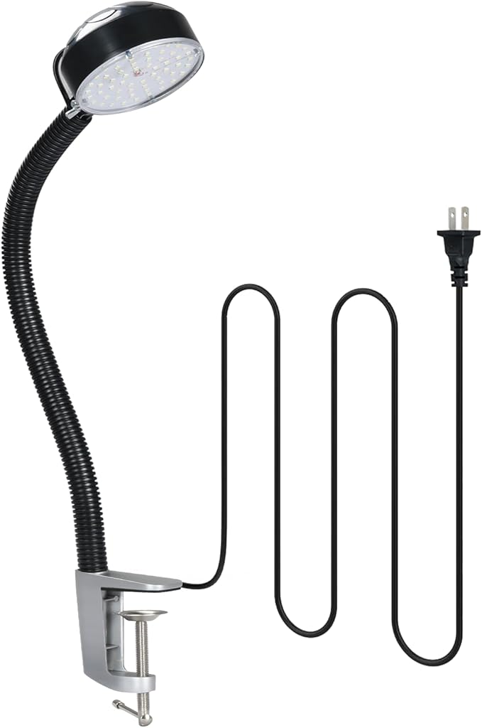 LED Clamp Work Light with Flexible Gooseneck, 20W 2000 Lumens 6500K 110V US Plug by Xapolu