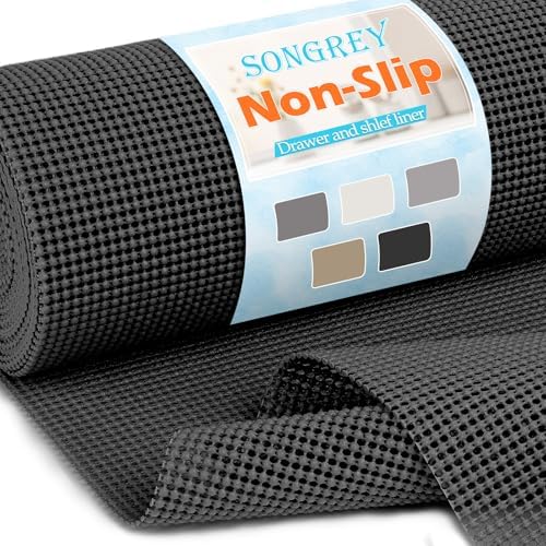 Songrey Non-Slip Shelf Cabinet and Drawer Liner, 23.6IN x 20FT, Black by Unknown