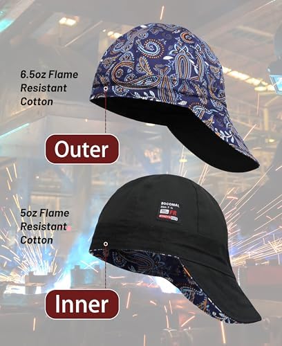 BOCOMAL FR Welding Cap Paisley Printed CAT2 Midweight 6 Pannel Welder Caps - Image 2