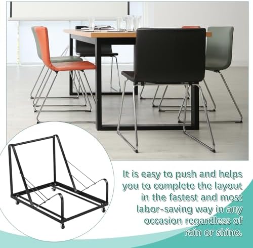 Sled Base Stack Chair Dolly for Stackable Chairs Heavy Duty Black Chair Base with Wheels Powder Coated Steel Frame for Party Event, Hotel - Image 6